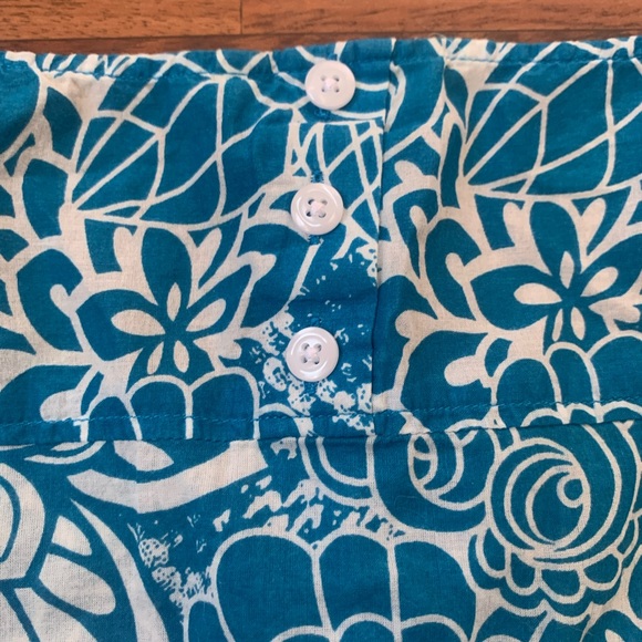 Banana Republic Ruffled Tank Top Women’s 8 Blue White Floral 100% Cotton Blouse - Picture 8 of 8